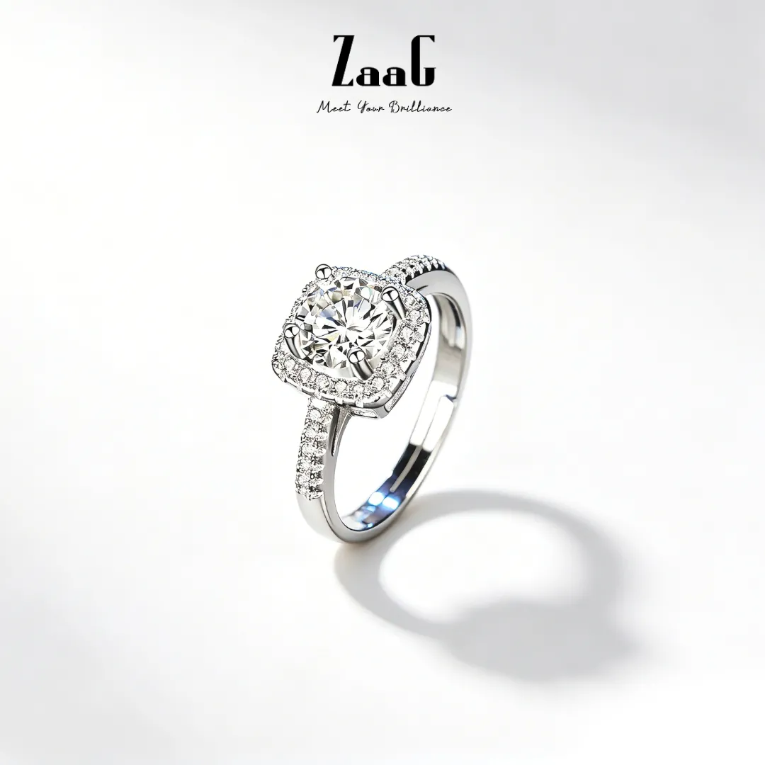 Luminous Halo Square Diamond Ring