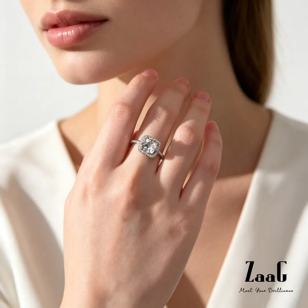 Luminous Halo Square Diamond Ring