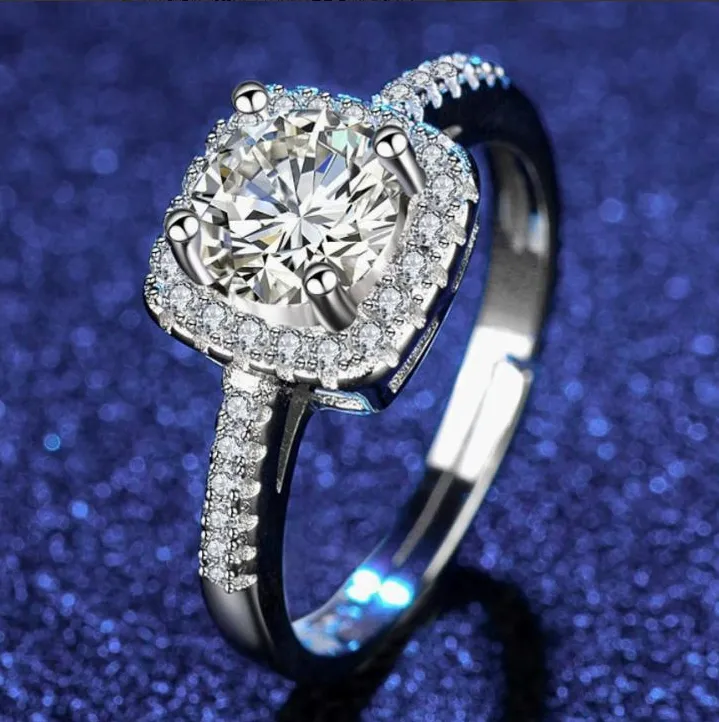 Luminous Halo Square Diamond Ring