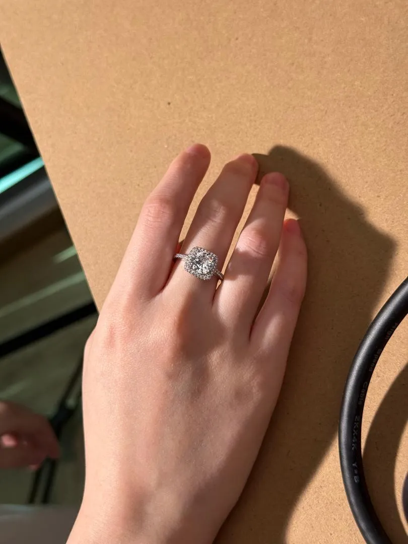 Luminous Halo Square Diamond Ring