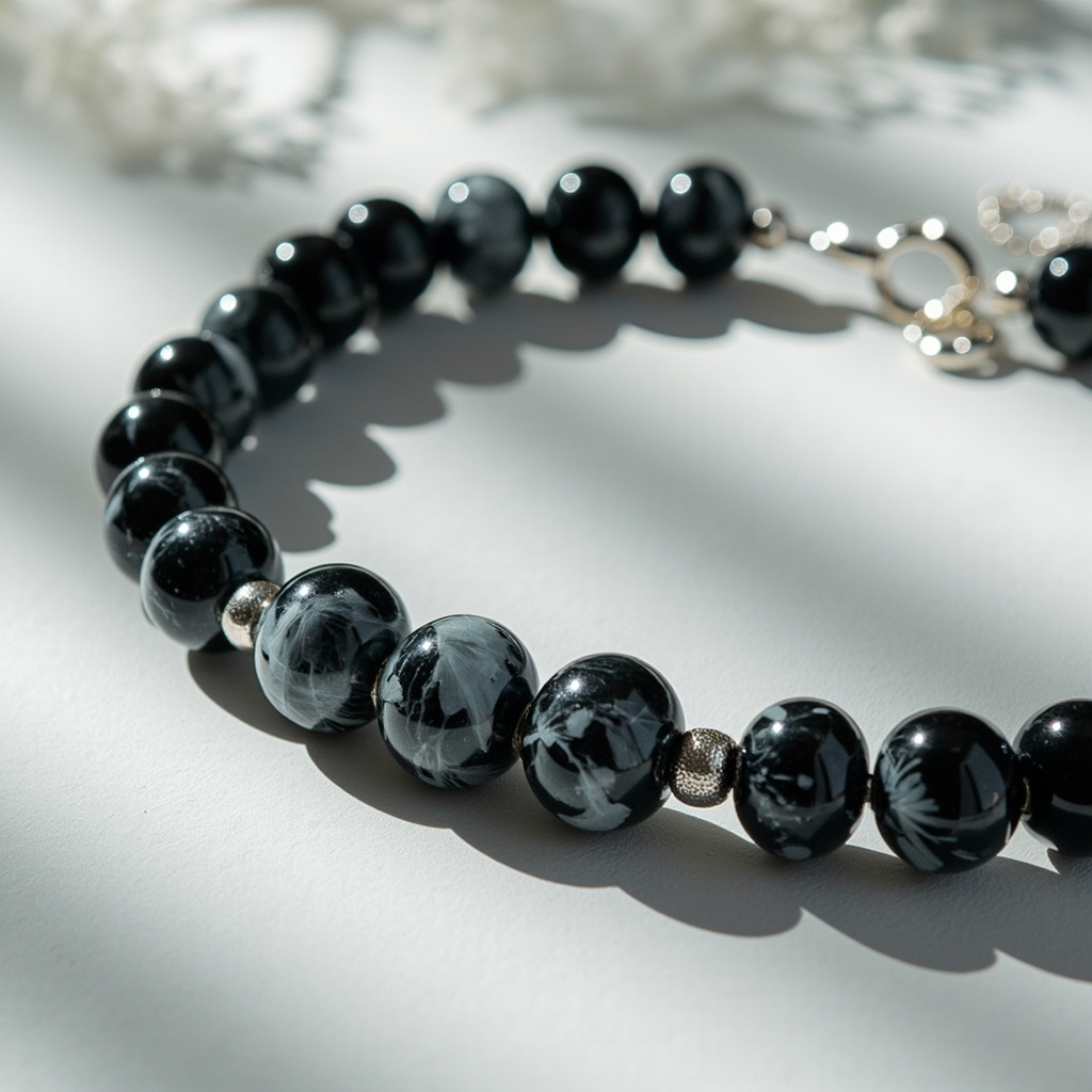 Can a snowflake obsidian bracelet be worn with silver