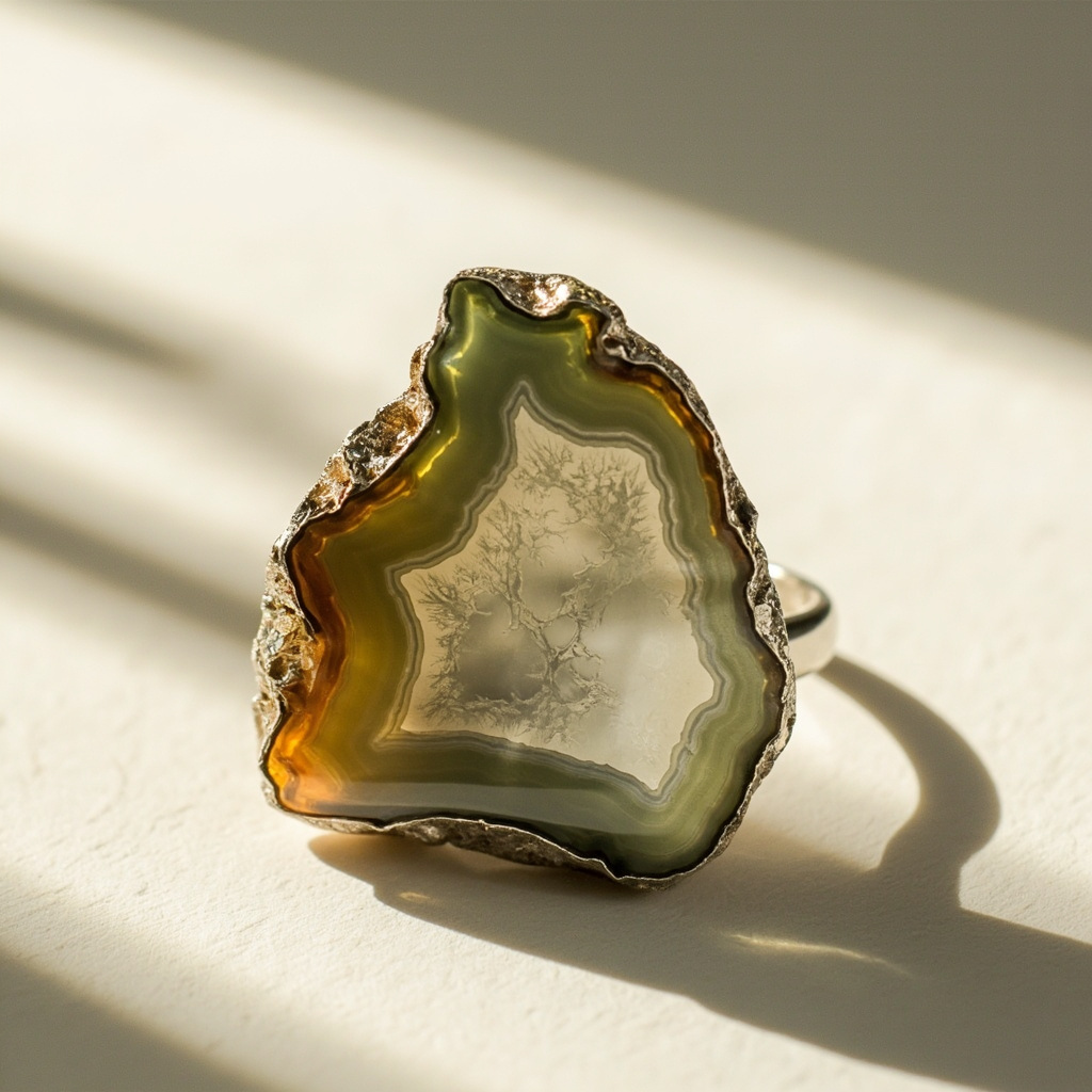 Where to buy a raw agate crystal ring not polished